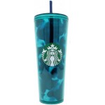 Starbucks Teal Turquoise Green Blue Wave Tumbler Traveler Cold Cup 24oz Venti