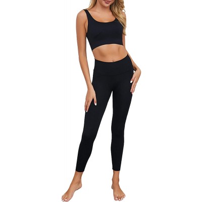 OLCHEE Women&#39;s 2 Piece Tracksuit Workout Outfits - Seamless High Waist Leggings and Stretch Sports Bra Yoga Activewear Set