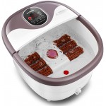 Foot Spa Bath Massager with 6 Motorized Rollers, Foot Bath Massager with Heat for Feet Relief and Relax, Bubble Surging, Temperature +/- and Timer Through Digital Control Screen, Pedicure Stone