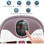 Foot Spa Bath Massager with 6 Motorized Rollers, Foot Bath Massager with Heat for Feet Relief and Relax, Bubble Surging, Temperature +/- and Timer Through Digital Control Screen, Pedicure Stone