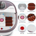 Foot Spa Bath Massager with 6 Motorized Rollers, Foot Bath Massager with Heat for Feet Relief and Relax, Bubble Surging, Temperature +/- and Timer Through Digital Control Screen, Pedicure Stone