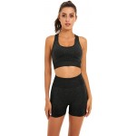 Toplook Women Seamless Yoga Workout Set 2 Piece Outfits Gym Shorts Sports Bra