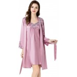 Household items Long-Sleeved Breathable Silk Pajamas, Mulberry Silk Summer Autumn and Winter Women&#39;s Pajamas, Ladies Sexy Strappy Nightdress, Casual Nightgown Two-Piece Suit