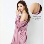 Household items Long-Sleeved Breathable Silk Pajamas, Mulberry Silk Summer Autumn and Winter Women&#39;s Pajamas, Ladies Sexy Strappy Nightdress, Casual Nightgown Two-Piece Suit