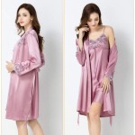 Household items Long-Sleeved Breathable Silk Pajamas, Mulberry Silk Summer Autumn and Winter Women&#39;s Pajamas, Ladies Sexy Strappy Nightdress, Casual Nightgown Two-Piece Suit