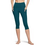 TSLA 1 or 2 Pack Women&#39;s Capri Yoga Pants, Workout Running Tights, 4-Way Stretch Leggings with Hidden/Side Pocket