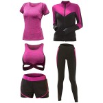 Womens Yoga Gym Suit Tights Sportswear Training Wear Running Suit Fitness Series - 5pcs Set