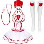 Nurse Costume Set Women Lingerie Nightwear Outfit with Stethoscope for Cosplay Christmas Honeymoon Valentine&#39;s Day