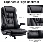 Hbada Ergonomic Executive Office Chair, PU Leather High-Back Desk Chair with Big and Tall Backrest and Cushion, Swivel Rocking Chair with Flip-up Padded Armrest and Adjustable Height, Black