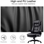 Hbada Ergonomic Executive Office Chair, PU Leather High-Back Desk Chair with Big and Tall Backrest and Cushion, Swivel Rocking Chair with Flip-up Padded Armrest and Adjustable Height, Black