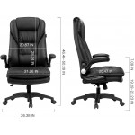 Hbada Ergonomic Executive Office Chair, PU Leather High-Back Desk Chair with Big and Tall Backrest and Cushion, Swivel Rocking Chair with Flip-up Padded Armrest and Adjustable Height, Black