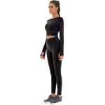 Toplook Women Seamless Workout Outfits Athletic Set Leggings + Long Sleeve Top