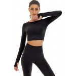 Toplook Women Seamless Workout Outfits Athletic Set Leggings + Long Sleeve Top