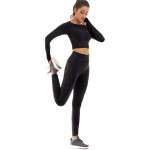 Toplook Women Seamless Workout Outfits Athletic Set Leggings + Long Sleeve Top