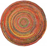 Jaipur Home Round Rag Area Rug, Jute &amp; Cotton Multi Chindi Braid Rug, Hand Woven &amp; Reversible- Handwoven from Multi-Color Vibrant Fabric Rags Bohemian Colorful Rug (5 feet)