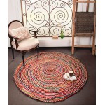 Jaipur Home Round Rag Area Rug, Jute &amp; Cotton Multi Chindi Braid Rug, Hand Woven &amp; Reversible- Handwoven from Multi-Color Vibrant Fabric Rags Bohemian Colorful Rug (5 feet)