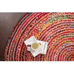 Jaipur Home Round Rag Area Rug, Jute &amp; Cotton Multi Chindi Braid Rug, Hand Woven &amp; Reversible- Handwoven from Multi-Color Vibrant Fabric Rags Bohemian Colorful Rug (5 feet)