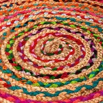 Jaipur Home Round Rag Area Rug, Jute &amp; Cotton Multi Chindi Braid Rug, Hand Woven &amp; Reversible- Handwoven from Multi-Color Vibrant Fabric Rags Bohemian Colorful Rug (5 feet)