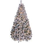 OasisCraft Snow Flocked Christmas Tree 6.5 Ft with 350 Light, Prelight Artificial Pine Xmas Tree