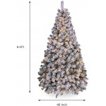 OasisCraft Snow Flocked Christmas Tree 6.5 Ft with 350 Light, Prelight Artificial Pine Xmas Tree