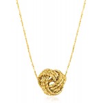 Ross-Simons Italian 14kt Yellow Gold Textured Love Knot Pendant Necklace