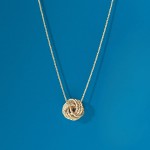 Ross-Simons Italian 14kt Yellow Gold Textured Love Knot Pendant Necklace