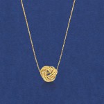 Ross-Simons Italian 14kt Yellow Gold Textured Love Knot Pendant Necklace