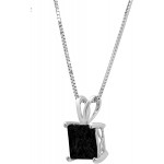 Clara Pucci 3.0 ct Brilliant Princess Cut Stunning Genuine Flawless Natural Black Onyx Gemstone Solitaire Pendant Necklace With 18&#34; Gold Chain box Solid 18K White Gold