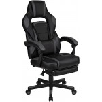 Flash Furniture X40 Gaming Chair Racing Ergonomic Computer Chair with Fully Reclining Back/Arms, Slide-Out Footrest, Massaging Lumbar - Black/Gray