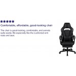 Flash Furniture X40 Gaming Chair Racing Ergonomic Computer Chair with Fully Reclining Back/Arms, Slide-Out Footrest, Massaging Lumbar - Black/Gray