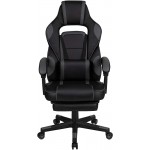 Flash Furniture X40 Gaming Chair Racing Ergonomic Computer Chair with Fully Reclining Back/Arms, Slide-Out Footrest, Massaging Lumbar - Black/Gray