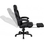 Flash Furniture X40 Gaming Chair Racing Ergonomic Computer Chair with Fully Reclining Back/Arms, Slide-Out Footrest, Massaging Lumbar - Black/Gray