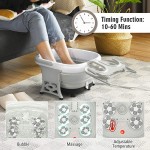 COSTWAY Foot Spa Bath Massager, Collapsible Feet Salon Tub with Adjustable Heating Temperature &amp; Electric Roller, Remote Control for Easy Operation, Infrared Lights, Bubbles Function