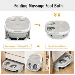 COSTWAY Foot Spa Bath Massager, Collapsible Feet Salon Tub with Adjustable Heating Temperature &amp; Electric Roller, Remote Control for Easy Operation, Infrared Lights, Bubbles Function