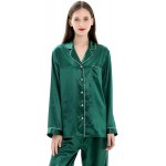 ZIMASILK 22 Momme Pure Mulberry Silk Long Pajama Set for Women - V Neck Trimmed