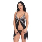 LOVESOFT Nightwear For Women Lingerie Sets Lace Babydoll Strap Dress Lingerie Crotchless Bra And Panties Set