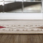 Antep Rugs Alfombras Modern Bordered 5x7 Non-Skid (Non-Slip) Low Profile Pile Rubber Backing Indoor Area Rugs (Beige, 5&#39; x 7&#39;)