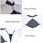 Womens Sexy Lingerie Hollow Bellyband Thong and Stockings Set, Sexy Lace Halter Bra Panties Underwear Bodysuit Nightwear Sleepwear with Blindfold and Handcuffs