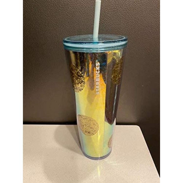 2020 Starbucks Holiday Acrylic Cold Cup Tumbler 20oz Glitter Gold Mermaid