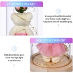 Uonlytech Enchanted Rose in Glass Dome with Lights, Beauty and The Beast Rose Bear Artificial Flowers, Preserved Rose for Valentines Day Mothers Day Anniversary Wedding Gifts, Pink