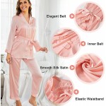 Arwser Women&#39;s Silk Satin Pajamas Set 4 Pcs Sleepwear Cami Top Pjs with Shorts and Robe