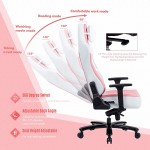 FANTASYLAB Massage Reclining Gaming Chair Pink Big Tall Gaming Chair with Massage Game Chair Computer Gaming Chairs for Adults Gamer Chair with Adjustable Armrest Racing Recliner