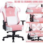 FANTASYLAB Massage Reclining Gaming Chair Pink Big Tall Gaming Chair with Massage Game Chair Computer Gaming Chairs for Adults Gamer Chair with Adjustable Armrest Racing Recliner