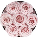 Immortal Fleur Preserved Roses | Fresh Real Flowers Arranged In Elegant Round Box | Last Over a Year | Handmade Gifts For Her: Valentine&#39;s Day, Mother&#39;s Day, Anniversary &amp; Birthday | Pink: 7 Roses