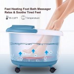 Foot Spa Bath Massager with Heat,6 Motorized Massage Rollers,Bubbles,Vibration and Red Light,Digital Temperature Control,Timer,Pedicure Stone,Relax Tired Feet for Home Office Use(Blue)