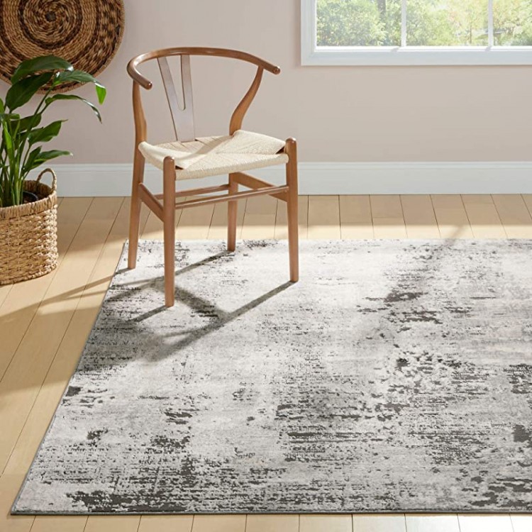 Home Dynamix The Spruce Summer Rain Modern Abstract Area Rug, Gray/Ivory, 5&#39;2&#34;x6&#39;11&#34; Rectangle