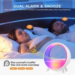 Dekala Arches Alarm Clock White Noise Machine Sunrise Alarm Clock Wake Up Light Light Therapy Lamp Sound Machine Baby for Sleeping Aid Night Light Bluetooth Speaker Desk Lamp Work with Alexa