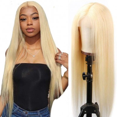 Hot Star 613 Blonde Lace Closure Wigs 4x4 613 Blonde Lace Front Wigs Human Hair 4x4 Blonde 613 Straight Frontal Human Hair Wigs for Women Middle Part Natural Hairline 30 Inch