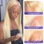 Hot Star 613 Blonde Lace Closure Wigs 4x4 613 Blonde Lace Front Wigs Human Hair 4x4 Blonde 613 Straight Frontal Human Hair Wigs for Women Middle Part Natural Hairline 30 Inch