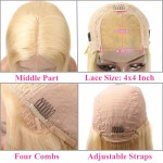 Hot Star 613 Blonde Lace Closure Wigs 4x4 613 Blonde Lace Front Wigs Human Hair 4x4 Blonde 613 Straight Frontal Human Hair Wigs for Women Middle Part Natural Hairline 30 Inch